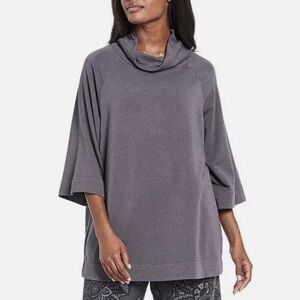 Bryn Walker‎ Womens Keena Shirt Large Gray Bamboo Cotton 3/4 Sleeve Terry Lounge